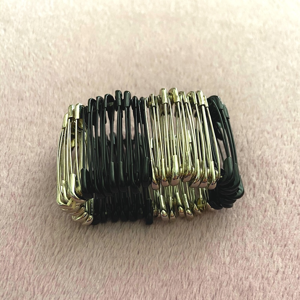 Silver and Black Paperclip Bracelet